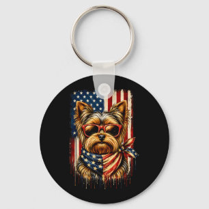 Porte-clés Yorkshire Terrier patriotique chien drapeau améric