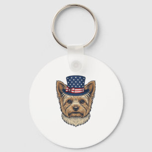 Porte-clés Yorkshire Terrier Patriotique Vintage