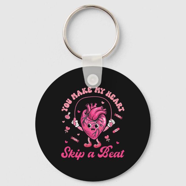 Porte-clés You Make My Heart Fun Skip On A Beat Cardiac Nurse (Recto)