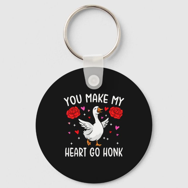 Porte-clés You Make My Heart Go Honk Valentine Goose  (Recto)