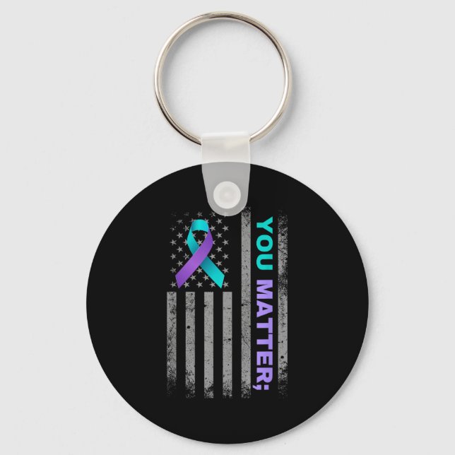 Porte-clés You Suicide Prevention Awareness American Flag Rib (Recto)
