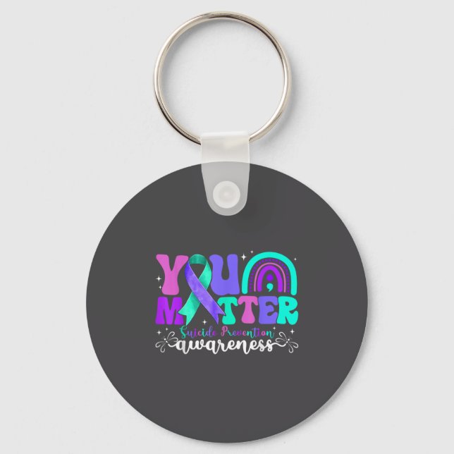 Porte-clés You Suicide Prevention Awareness Teal &amp; Purple (Recto)