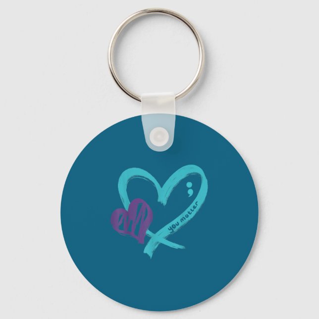 Porte-clés You Suicide Prevention Awareness Teal Purple Heart (Recto)