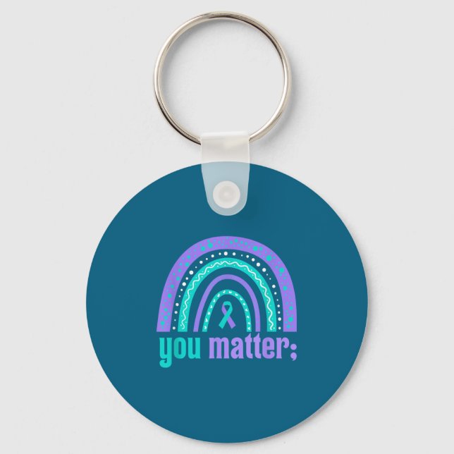 Porte-clés You Suicide Prevention Awareness Teal Purple Rainb (Recto)
