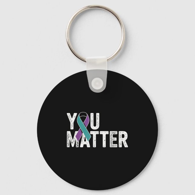 Porte-clés You Suicide Prevention Teal Purple Awareness Ribbo (Recto)