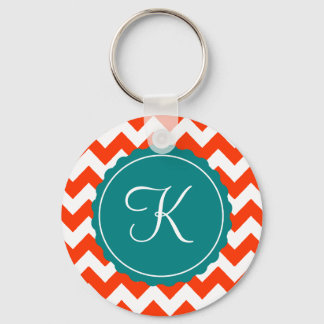 Porte-clés Zag orange et Turquoise Zig personnalisé initial