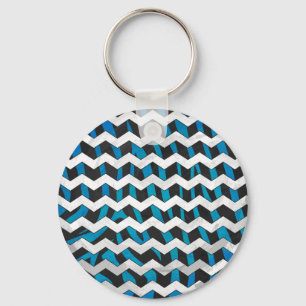 Porte-clés Zebra Chevron noir et bleu