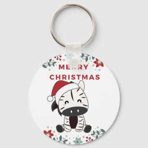 Porte-clés Zebra Christmas Zebras Winter Animaux Porte - clé