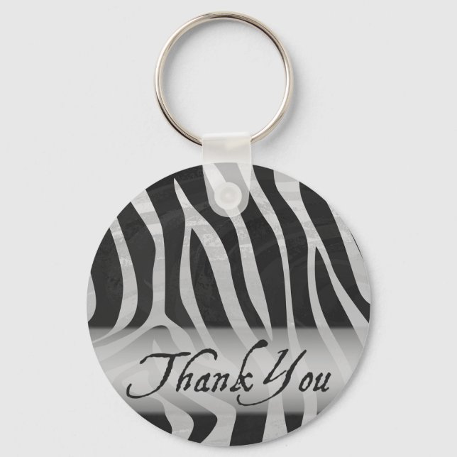 Porte-clés Zebra Grey et le Merci Motif noir (Recto)