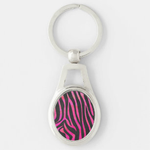 Porte-clés Zebra noir et rose chaud