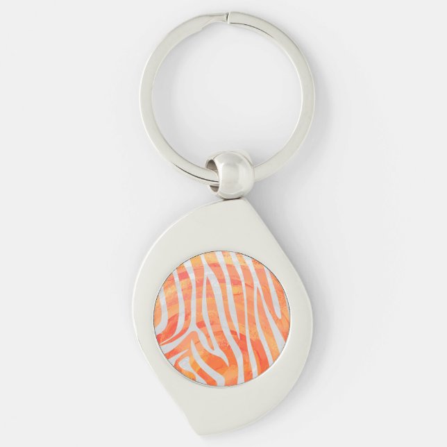 Porte-clés Zebra Orange and White Print (Devant)