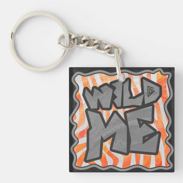 Porte-clés Zebra Orange et White Wild Me (Devant)