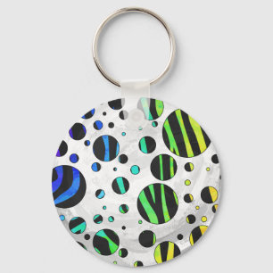 Porte-clés Zebra Polka Dot noir et arc-en-ciel