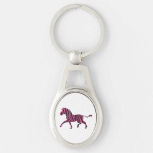 Porte-clés Zebra Silhouette noir et rose chaud