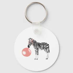 Porte-clés Zèbre Bubble Gum soufflant une bulle