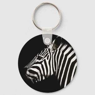 Porte-clés Zèbre noir et blanc rayures Animal