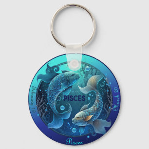 Porte-clés Zodiaque Poissons Personnaliser NOM, DATE