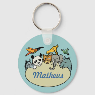 Porte-clés zoo personnalisé animaux de famille