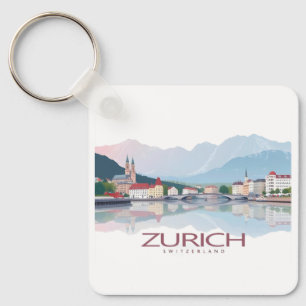 Porte-clés Zurich Suisse Lac Zurich Pastel Travel