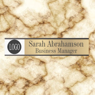 Porte de bureau or Signale long 10" Plaque de nom