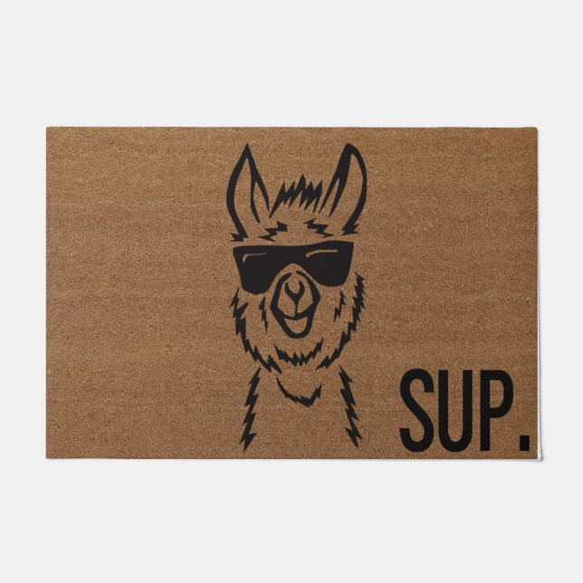Porte de lama | Tapis de porte Sup | Hello Doormat (Devant)