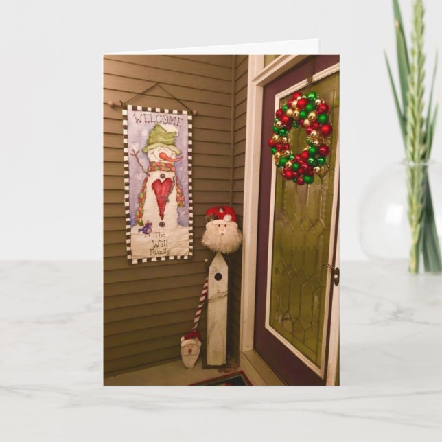 Porte de Noël avec le Père Noël et carte de couron (Devant)