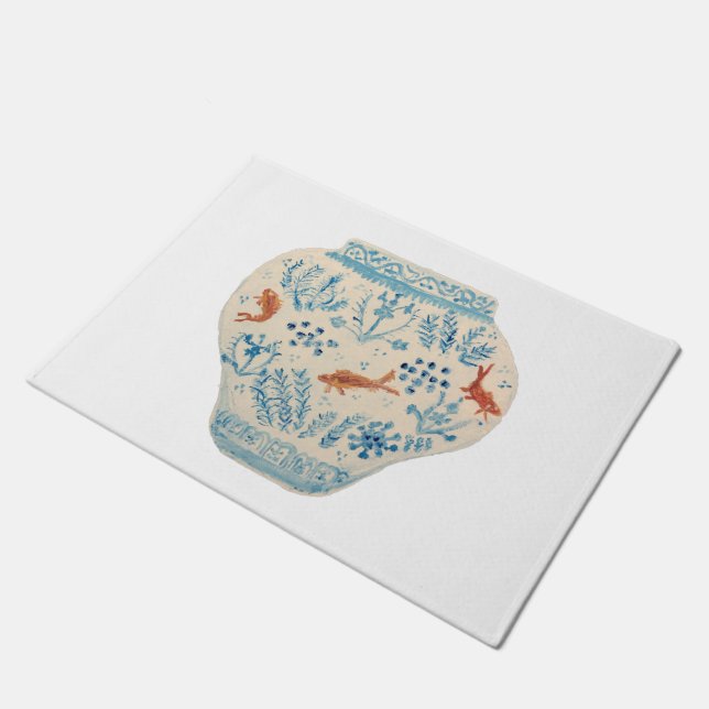 Porte de tapis de gingembre blanc peint à la main (Incliné)