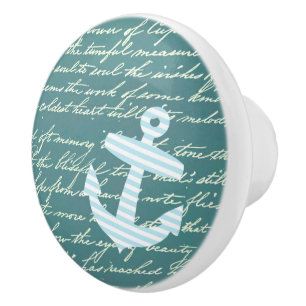 Porte En Céramique Ancre turquoise Bouton de tiroir nautique