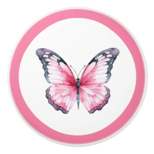 Porte En Céramique Bouton de tiroir élégant papillon rose pour fille
