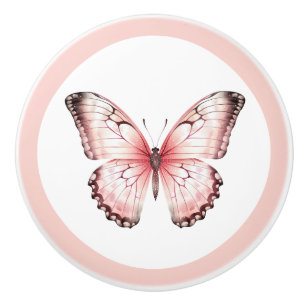 Porte En Céramique Bouton de tiroir élégant papillon rose pour fille