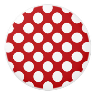 Porte En Céramique Conception de points Polka blancs - Bouton de tiro