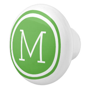 Porte En Céramique Monogramme vert Bouton de tiroir personnalisé