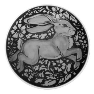 Porte En Céramique Noir blanc Gris lapin Lièvre Tiroir Bouton de tra