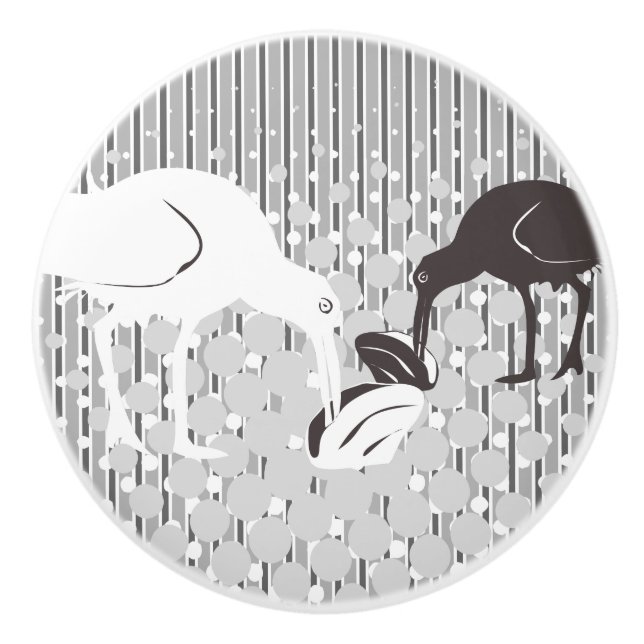 Porte En Céramique Silhouette d'huître-Catcher - Bouton de tiroir (Devant)