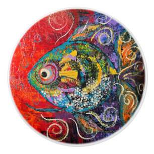 Porte En Céramique Tirage de bouton de poisson