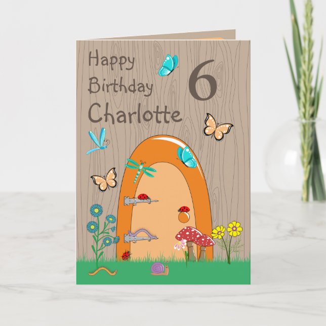 Porte Fée Bonne Carte de voeux d'anniversaire plié (Devant)