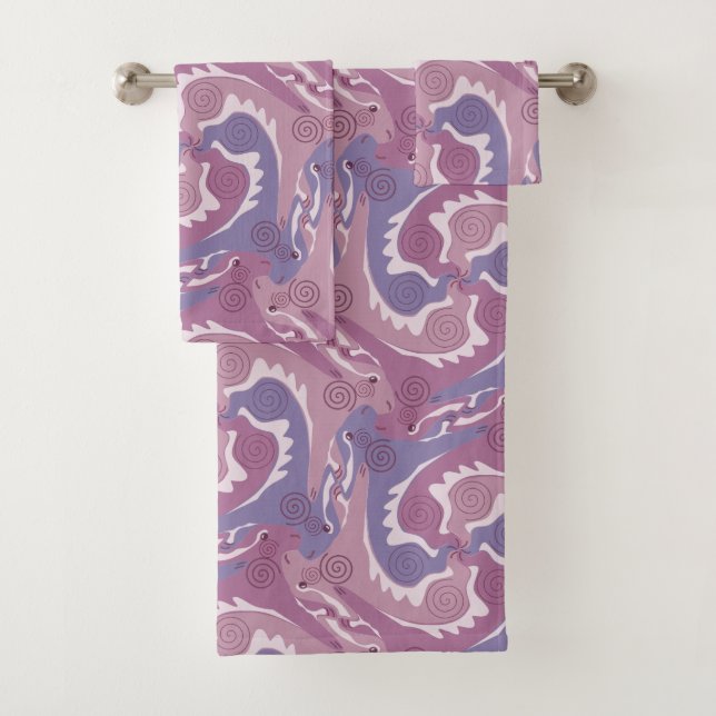 Porte-linge 5 Serviettes de bain violettes (En situation)