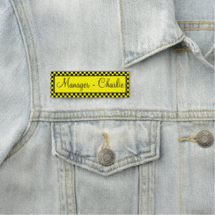 Porte-nom À damiers Noir Et Jaune Personnalisé