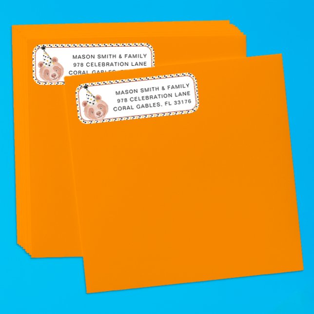 Porte-nom Adresse de retour du visage de l'ours - "Animal de (Bear-y Cute Return Address Label )