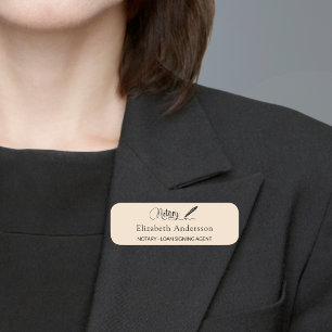 Porte-nom Agent de signature de prêt notaire écriture beige 
