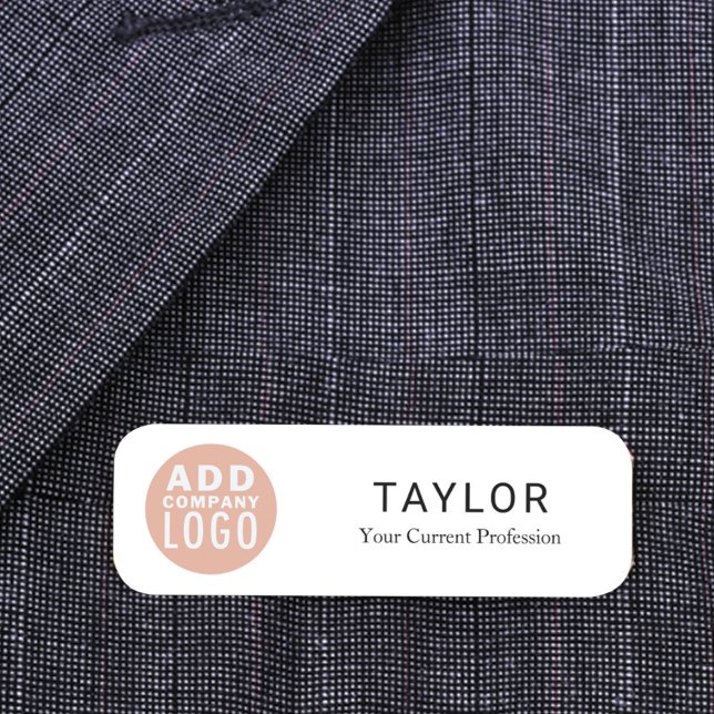 Porte-nom Ajouter un employé de l'entreprise du logo commerc (Modern Name Tag with Business Logo)