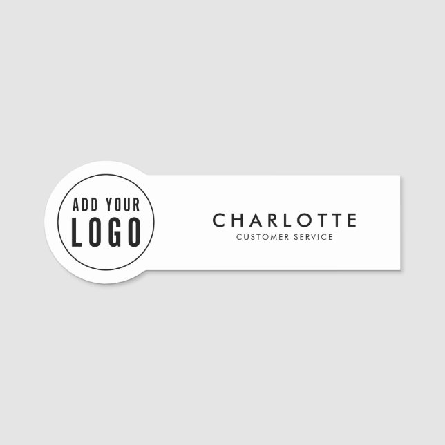 Porte-nom Ajoutez votre logo Simple moderne noir et blanc d' (Devant)