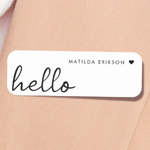 Porte-nom Allo minimal   Coeur moderne propre blanc simple