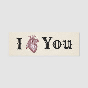 Porte-nom Antique I Heart You