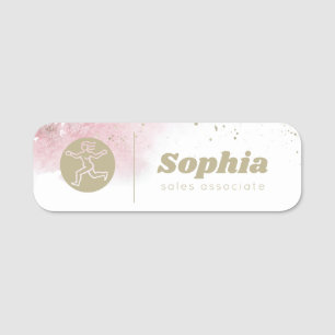 Porte-nom Aquarelle rose et or Abstraite professionnelle