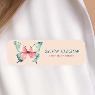 Porte-nom Aquarelle rose pâle Élégante Papillon Employé