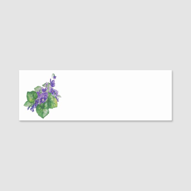 Porte-nom Aquarelle Violet Violet Fleur. Floral (Devant)