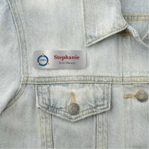 Porte-nom Argent Métallisé Moderne Brossé Entreprise Magnéti
