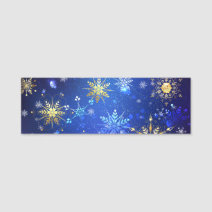 Porte-nom Arrière - plan Bleu XMAS avec des flocons de neige