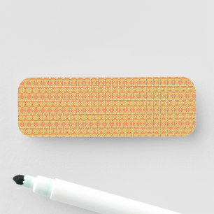 Porte-nom arrière - plan orange et jaune avec motif